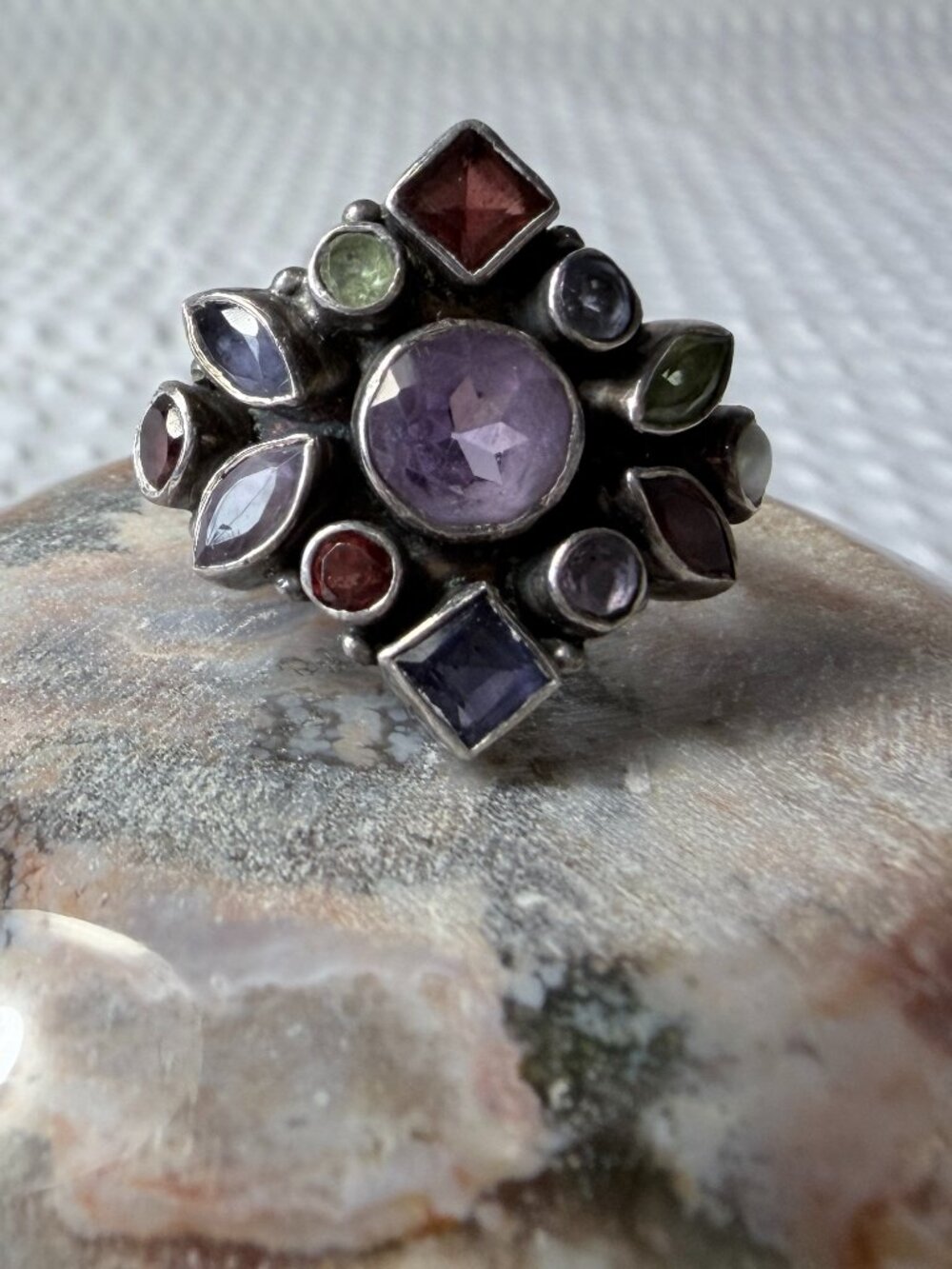 Gemstone and Sterling Silver Ring Size 7